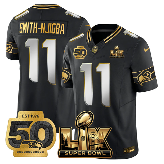 SEA Super Bowl LX - 50th Anniversary Patch Gold Vapor Limited Jersey - Stitched