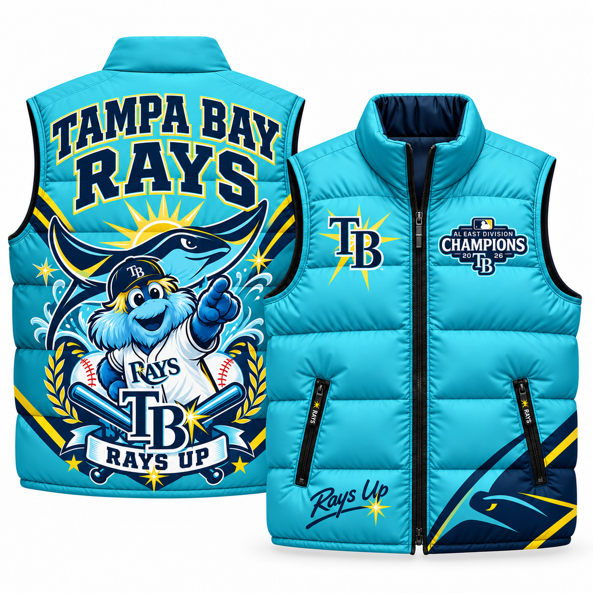 TB "Rays Up" Puffer Vest - Printed V2