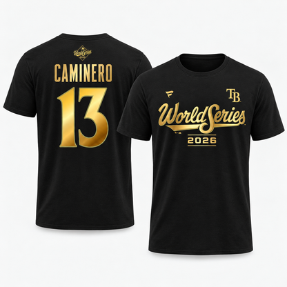 TBR American League Champions 2026 #13 Junior Caminero Yandy Díaz Gold Edition Two Sides T-Shirt - Printed (Copy)