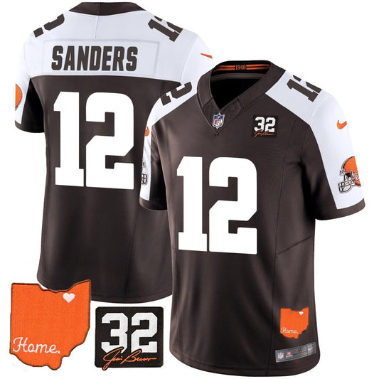 Browns #32 Jim Brown Memorial & Home Patch Vapor Limited Jersey N1 - Stitched