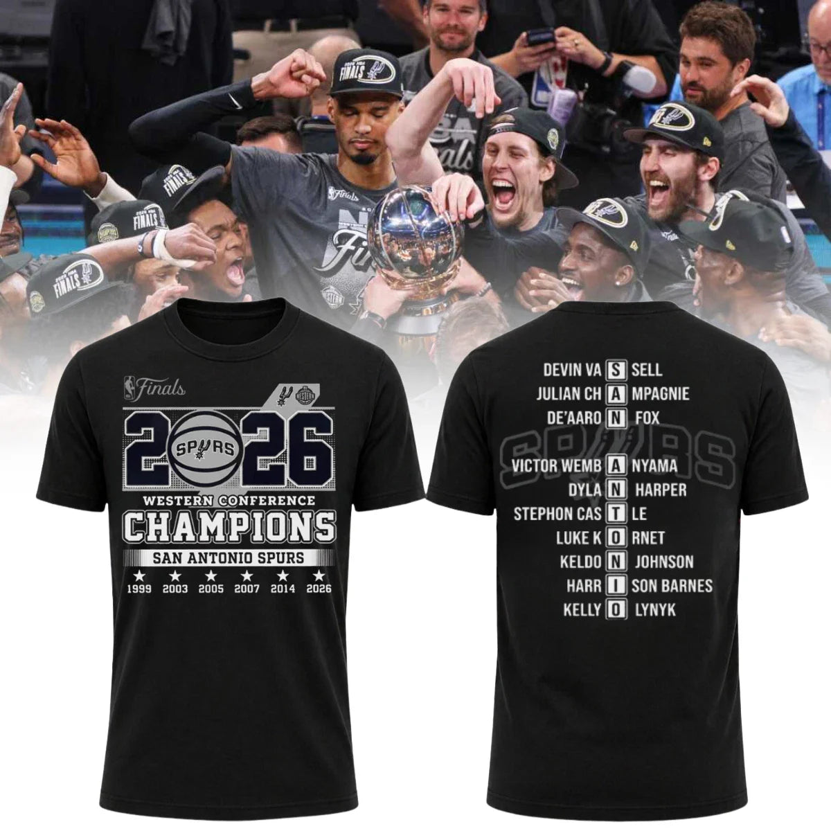 SAS 2026 Western Conference Champions Black Printed T-Shirt