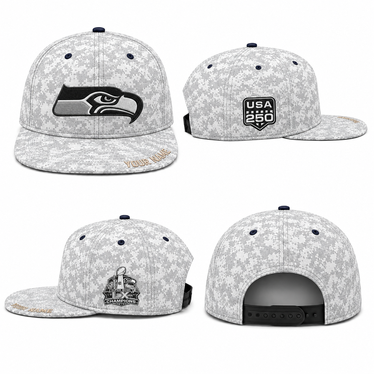 SEA Salute To Service Personalized Snapback Cap - Printed